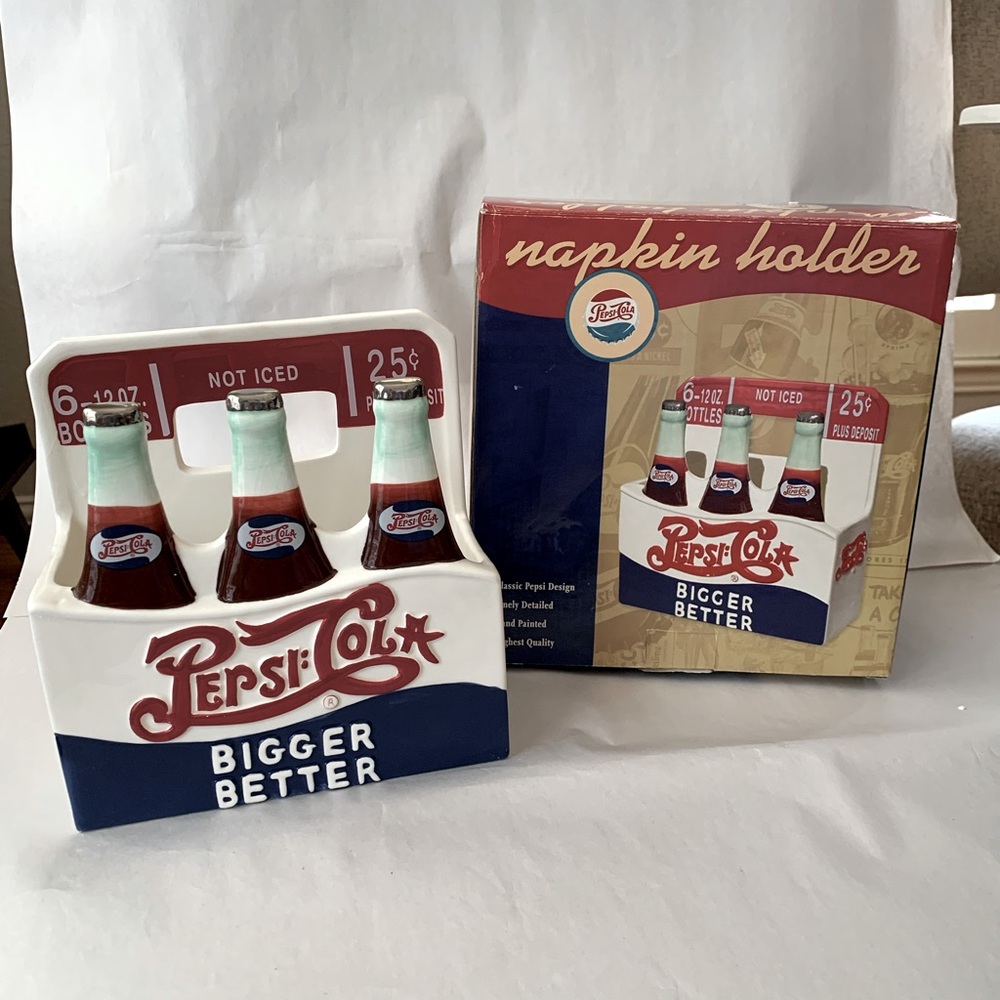 Vintage Pepsi Cola ceramic napkin holder
